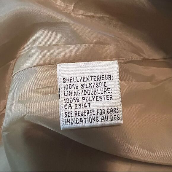 Talbots 100% silk beige button up shirt coat - Picture 11 of 12